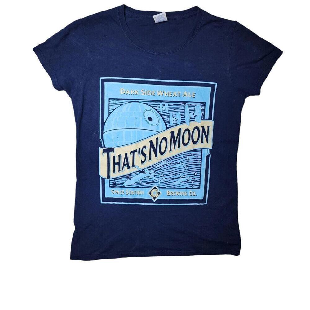 Gildan Women's Small "That's No Moon" Graphic Tee Navy